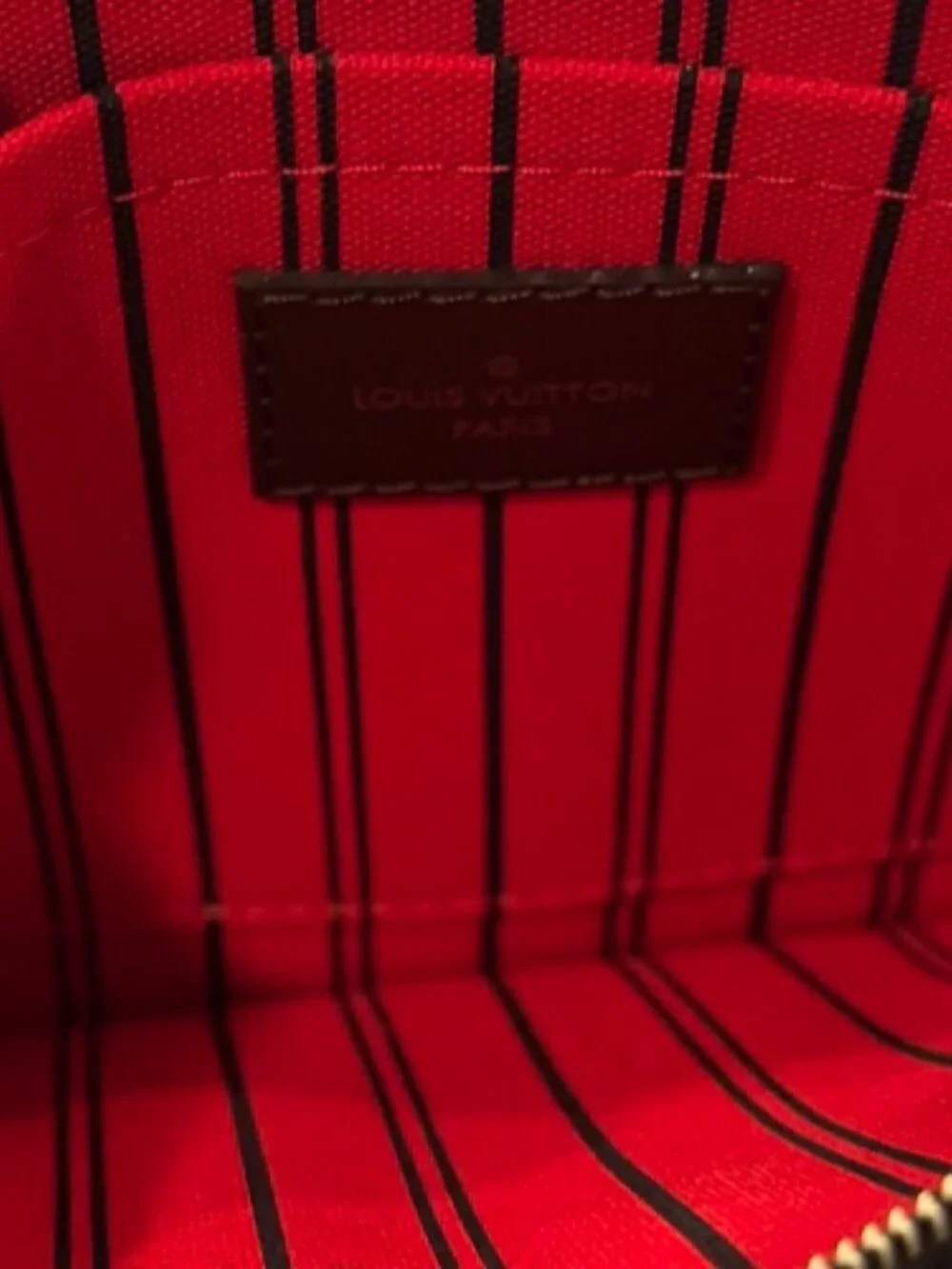 Louis Vuitton Neverfull Pochette (Damier Ebene / Cerise) – Never Used